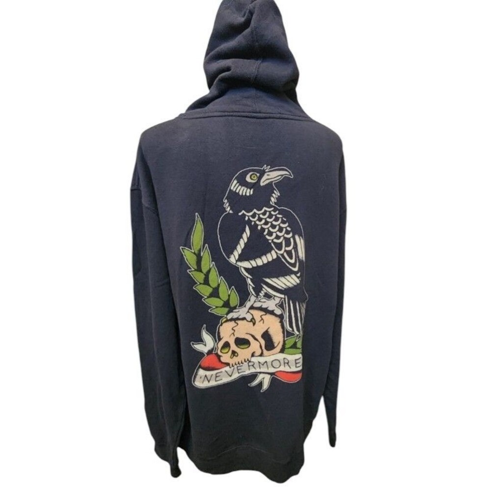 Blackcraft Cult Nevermore Raven Tattoo Pullover Hoodie Size Medium